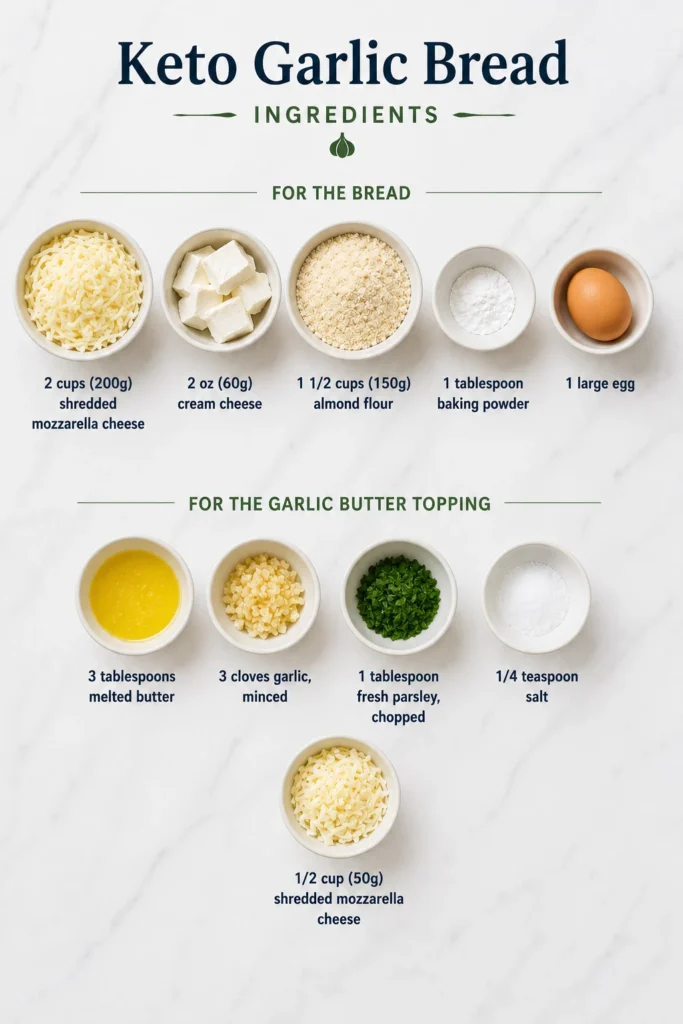 Keto garlic bread ingrΓ©dients